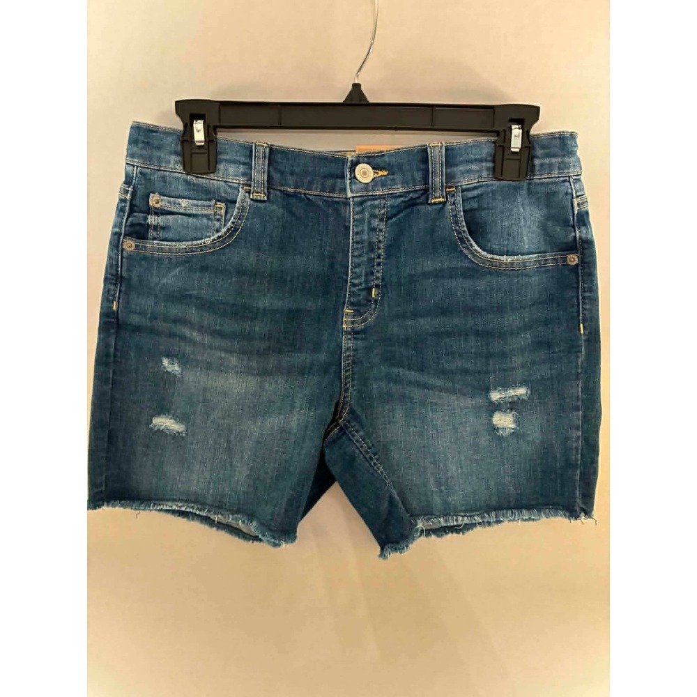 Thereabouts Denim Shorts Womens‎ 12.5 Plus Distressed Frayed Hem Stretch Casual